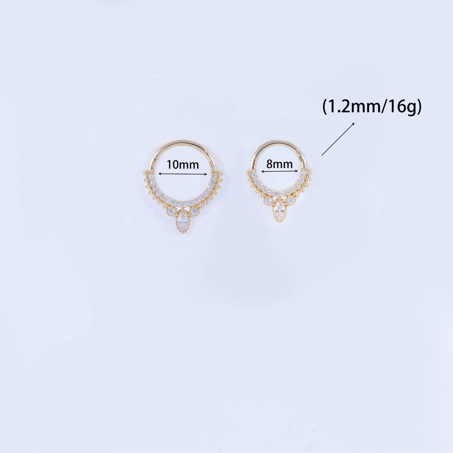 14K Solid Gold Septum Daith Earring Hoop Brilliant Gold Septum Ring Cartilage Hoop Tragus Hoop Helix Conch Hoop Rook Piercing Hoop Nose Hoop