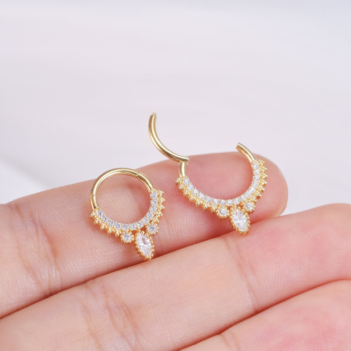 14K Solid Gold Septum Daith Earring Hoop Brilliant Gold Septum Ring Cartilage Hoop Tragus Hoop Helix Conch Hoop Rook Piercing Hoop Nose Hoop