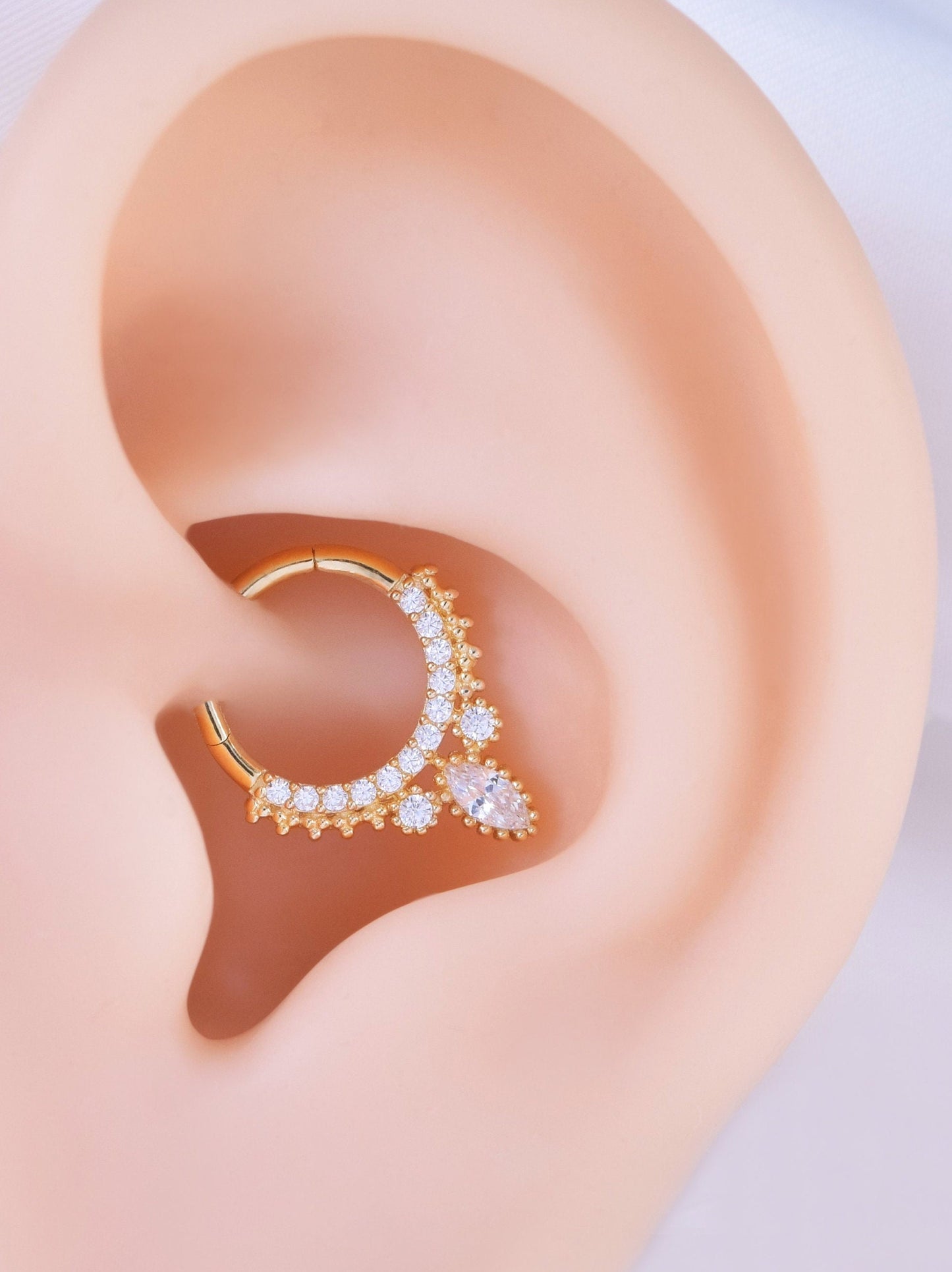 14K Solid Gold Septum Daith Earring Hoop Brilliant Gold Septum Ring Cartilage Hoop Tragus Hoop Helix Conch Hoop Rook Piercing Hoop Nose Hoop