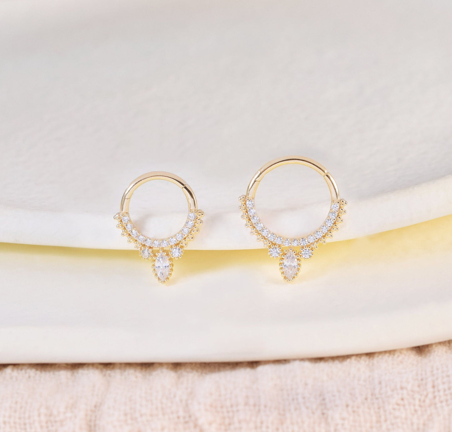 14K Solid Gold Septum Daith Earring Hoop Brilliant Gold Septum Ring Cartilage Hoop Tragus Hoop Helix Conch Hoop Rook Piercing Hoop Nose Hoop