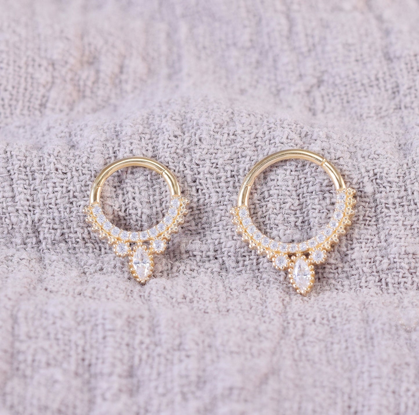 14K Solid Gold Septum Daith Earring Hoop Brilliant Gold Septum Ring Cartilage Hoop Tragus Hoop Helix Conch Hoop Rook Piercing Hoop Nose Hoop