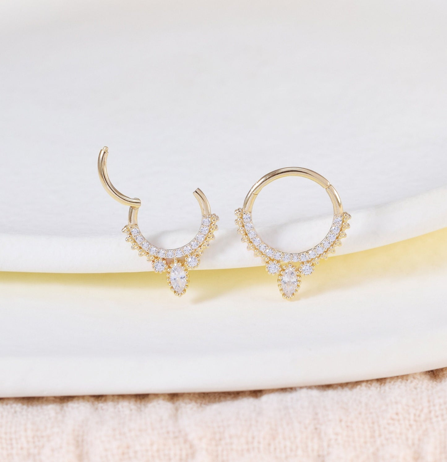 14K Solid Gold Septum Daith Earring Hoop Brilliant Gold Septum Ring Cartilage Hoop Tragus Hoop Helix Conch Hoop Rook Piercing Hoop Nose Hoop