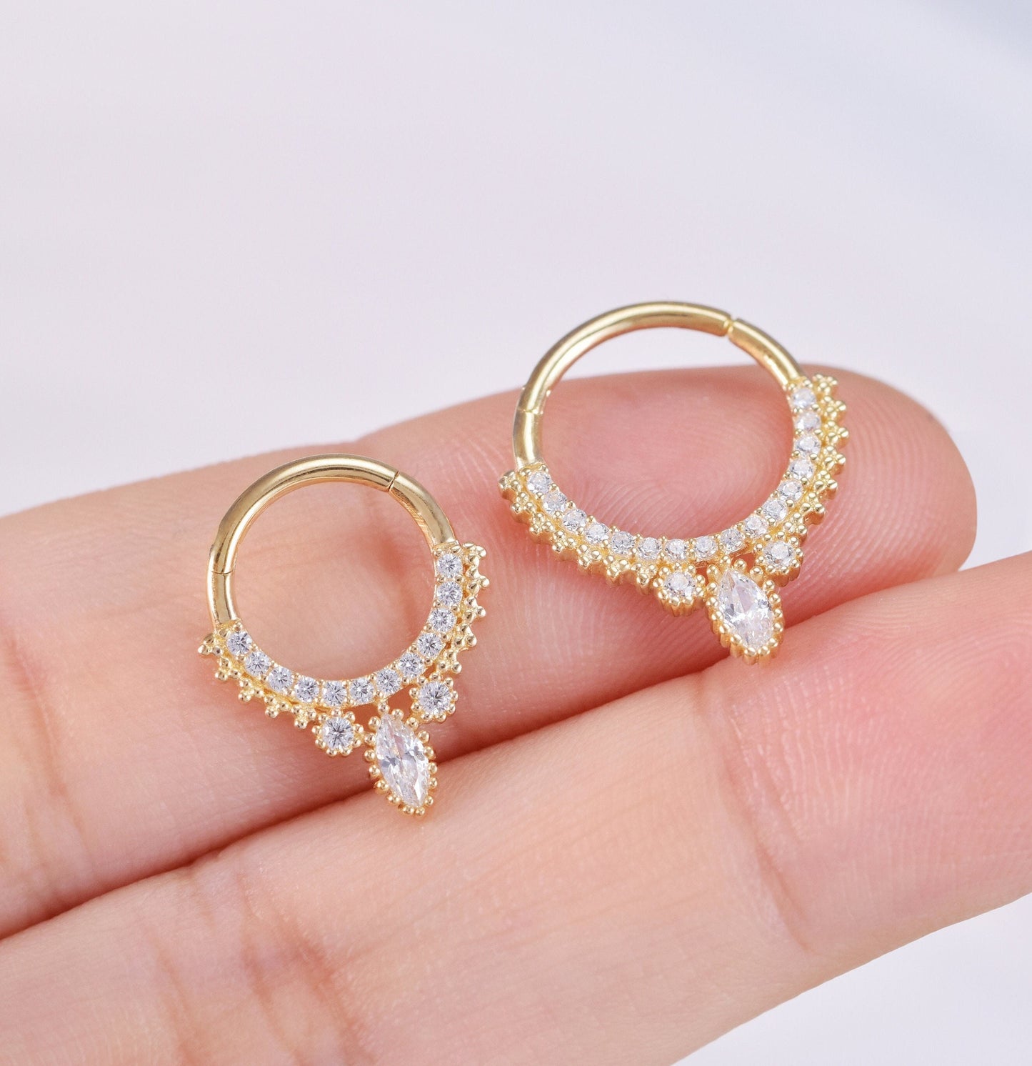 14K Solid Gold Septum Daith Earring Hoop Brilliant Gold Septum Ring Cartilage Hoop Tragus Hoop Helix Conch Hoop Rook Piercing Hoop Nose Hoop