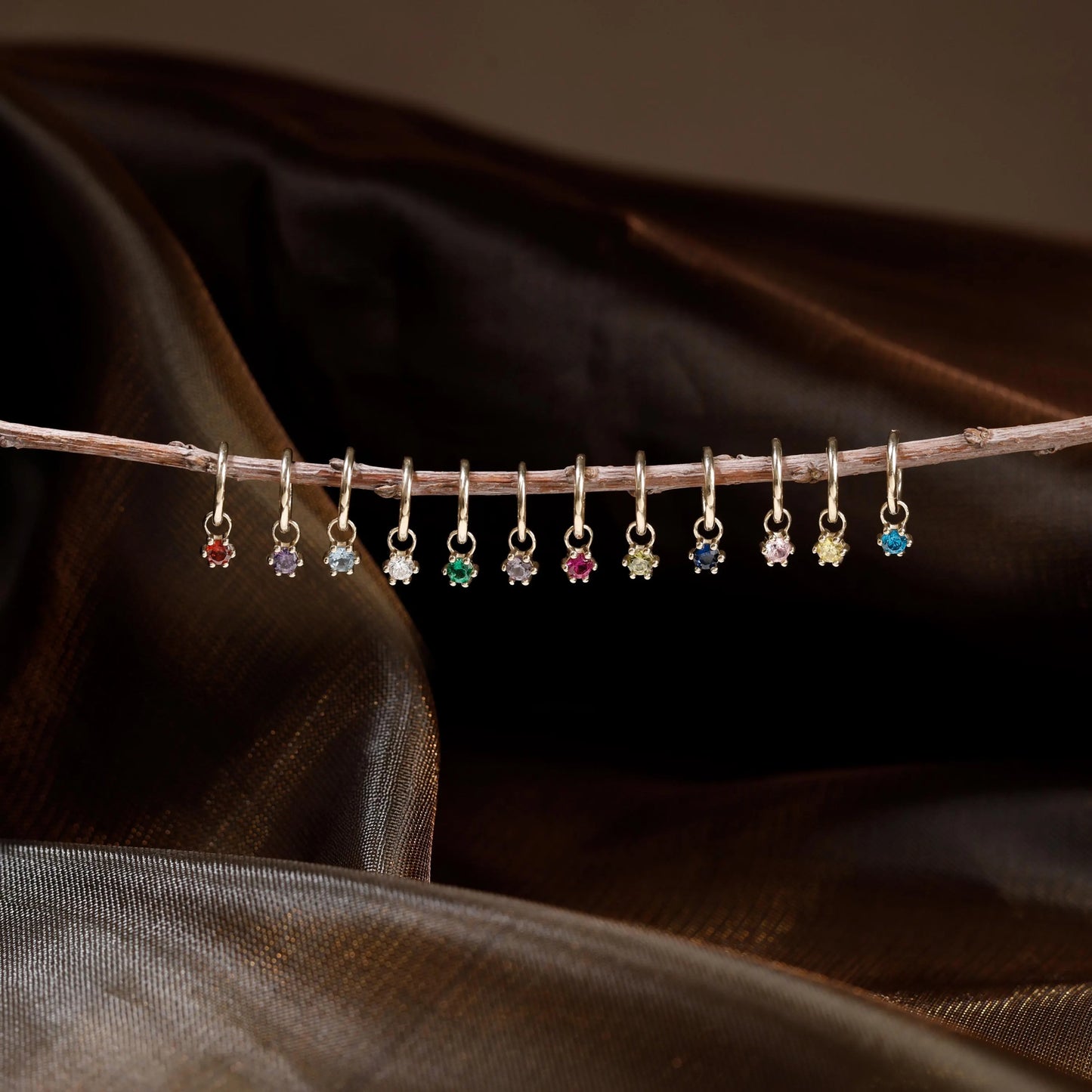 14K Solid Gold Birthstone Charm