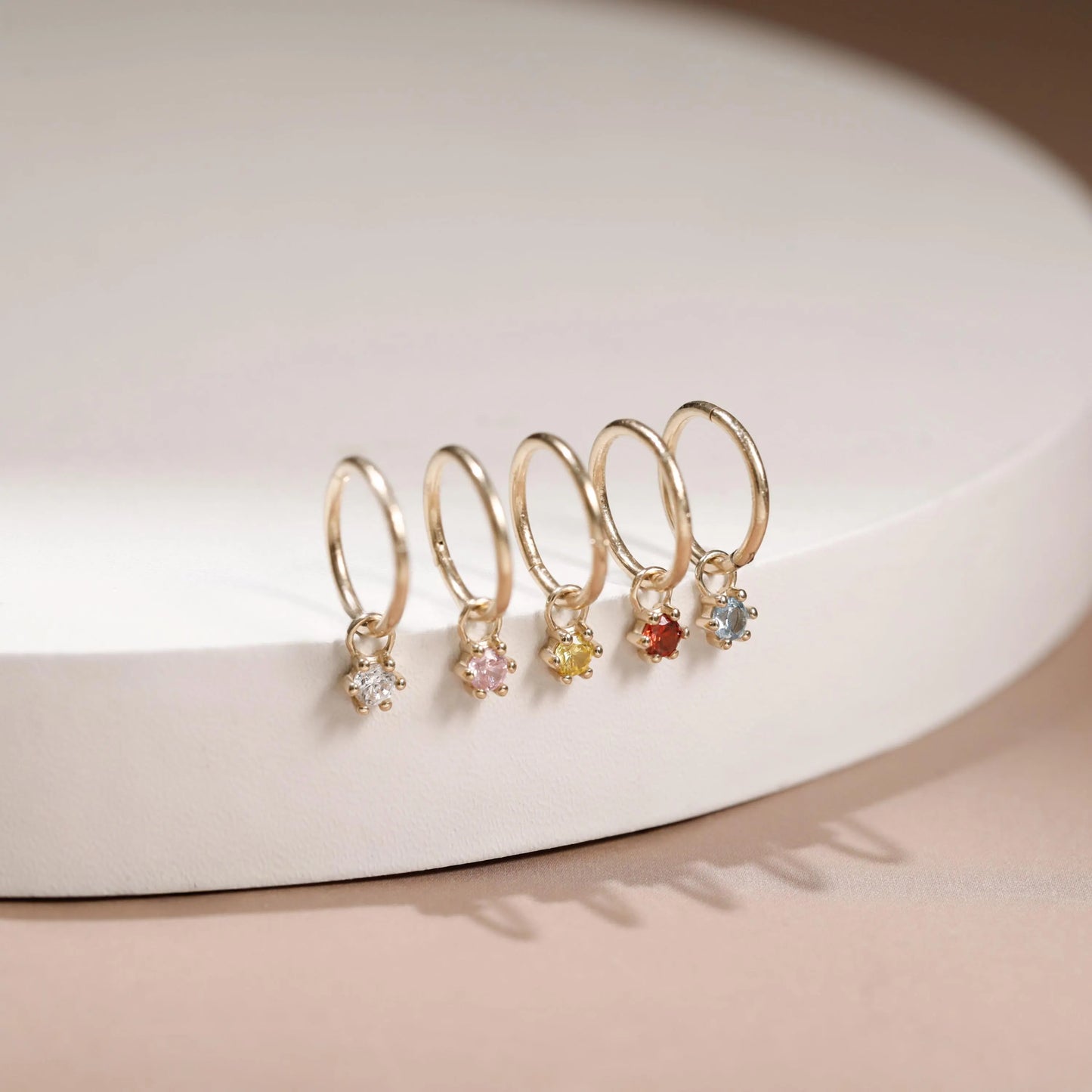 14K Solid Gold Birthstone Charm