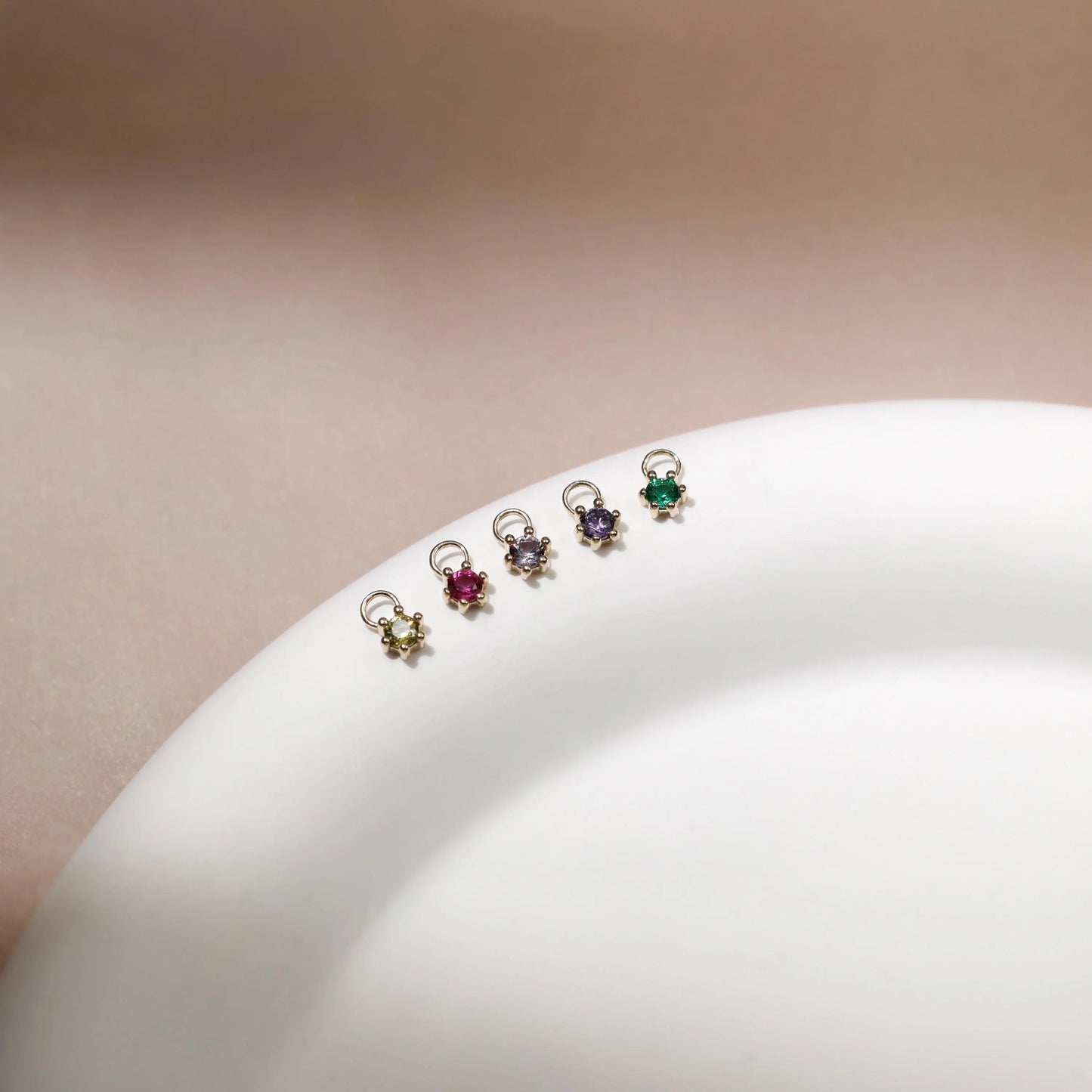 14K Solid Gold Birthstone Charm