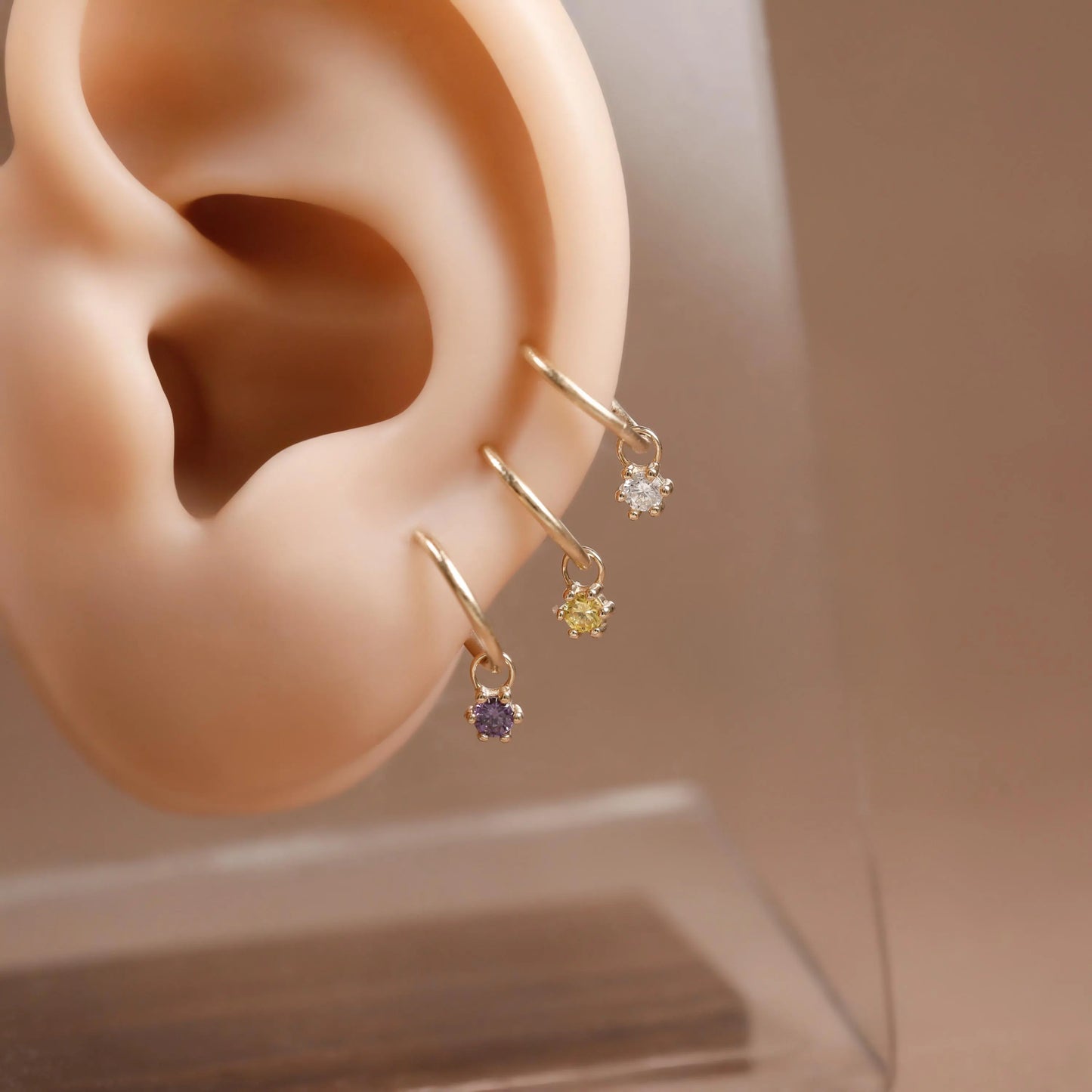 14K Solid Gold Birthstone Charm